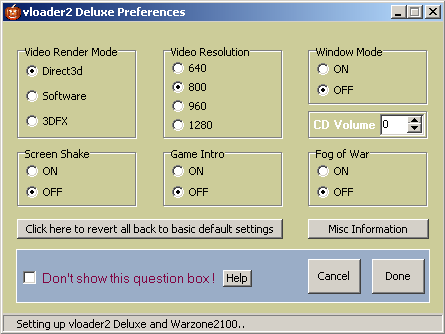 vloader2 Deluxe Preferences